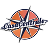 Logo CasaCentrale avec rose des vents orange, blanche et bleu marine
